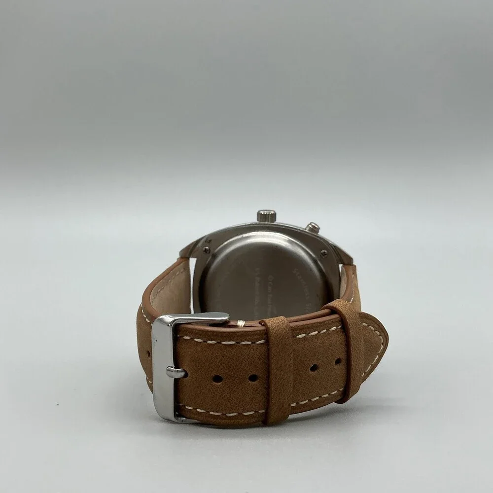 Can You Imagine Infinity Optics Mens Watch 44mm Silver Tone Leather New Battery